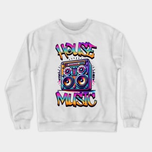 HOUSE MUSIC  - Graffiti Speaker Logo (black/pink/gold) Crewneck Sweatshirt